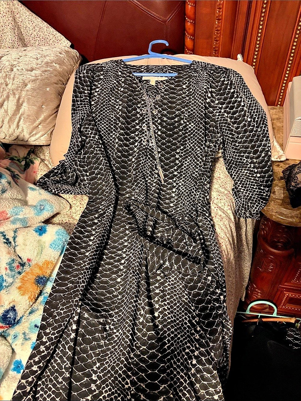 Michael Kors Snakeskin Print Chain Detail Dress